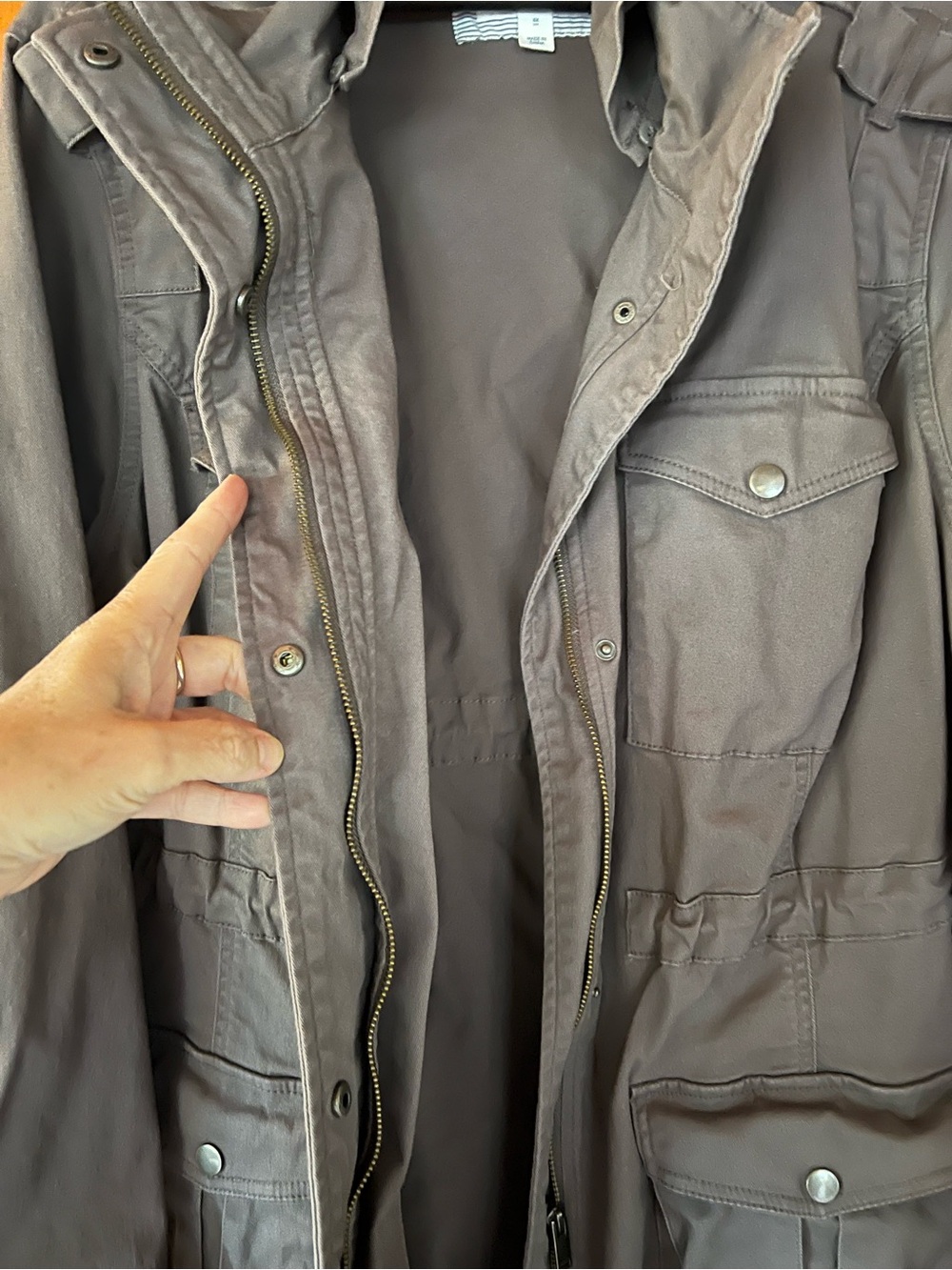 Market & Spruce Plus Utility Field Jacket in Tan/Gray - Picture 3 of 7